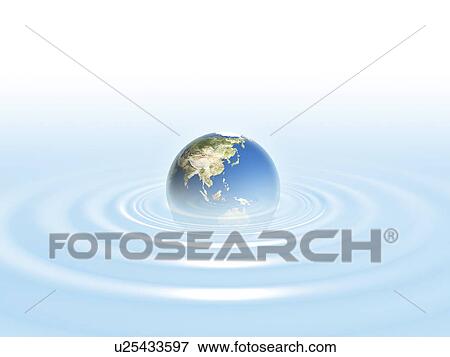 Planet earth in water View Large Photo Image Stock Photo - Planet earth in water. Fotosearch