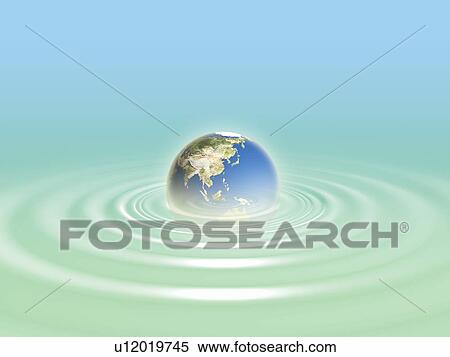 Stock Photography - Planet earth in water. Fotosearch