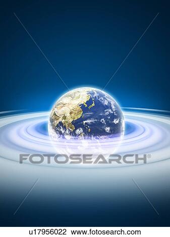 Planet earth surrounded by circle lights View Large Photo Image Stock Image - Planet earth surrounded by circle lights. Fotosearch