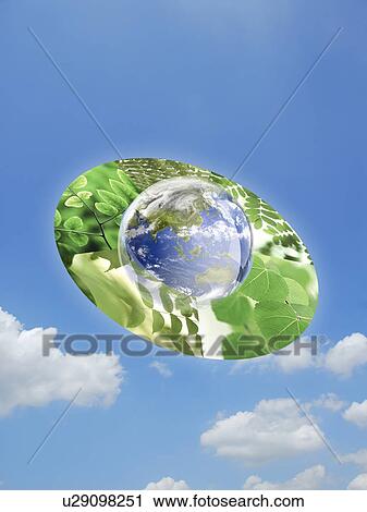 Planet earth surrounded by green belt View Large Photo Image Stock Image - Planet earth surrounded by green belt. Fotosearch
