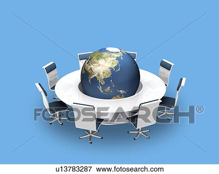 Planet earth with Asia in the middle of conference table View Large Photo Image Stock Photo - Planet earth with Asia in the middle of conference table. Fotosearch