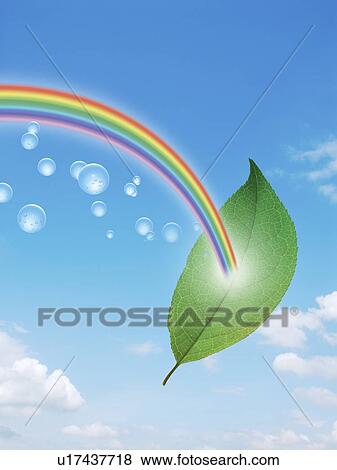 Stock Photo - Rainbow coming out of leaf. Fotosearch