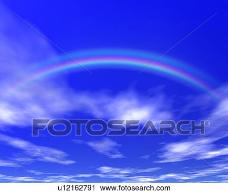 Stock Image - Rainbow over clouds. Fotosearch