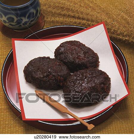 Stock Photo - Rice cakes covered with sweet bean paste. Fotosearch