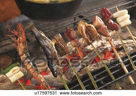 Stock Image - Robata-yaki skewers. Fotosearch
