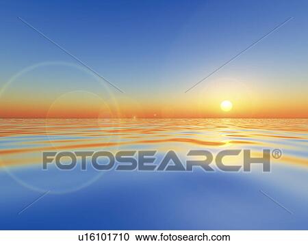 Stock Image - Sea with sun. Fotosearch