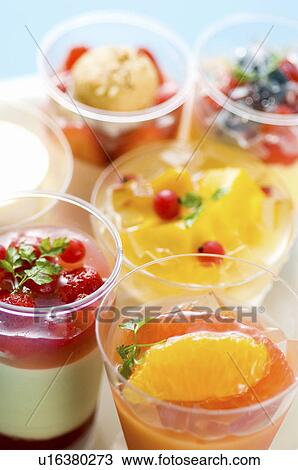 Stock Image - Selection of fruity desserts. Fotosearch