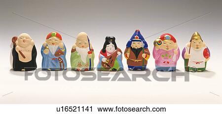 Stock Image - Seven Lucky Japanese Gods. Fotosearch