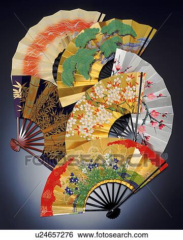 Stock Photograph - Six Japanese fans. Fotosearch