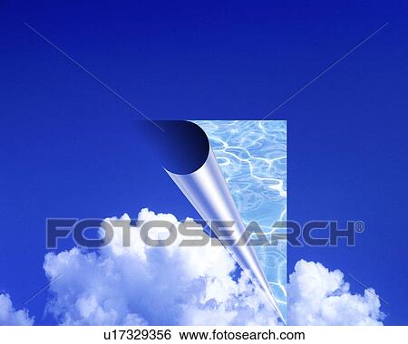 Stock Photograph - Sky being peeled back to reveal water. Fotosearch