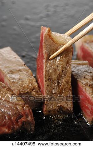 Stock Photography - Sliced beef steak, close up. Fotosearch