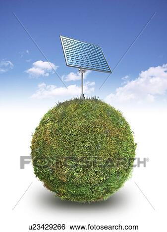Solar panel on grass covered sphere View Large Photo Image Stock Photograph - Solar panel on grass covered sphere. Fotosearch