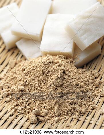 Stock Photo - Soybean flour and rice cakes. Fotosearch