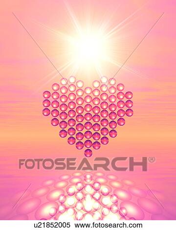Stock Photography - Spheres forming a heart under a bright sun. Fotosearch