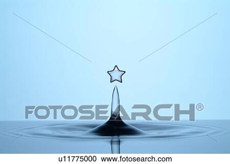 Star shaped drop of liquid falling into water View Large Photo Image Stock Image - Star shaped drop of liquid falling into water. Fotosearch