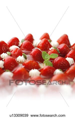 Strawberry tart, close up, white background View Large Photo Image Stock Photo - Strawberry tart, close up, white background. Fotosearch