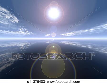 Stock Image - Sun over sea. Fotosearch