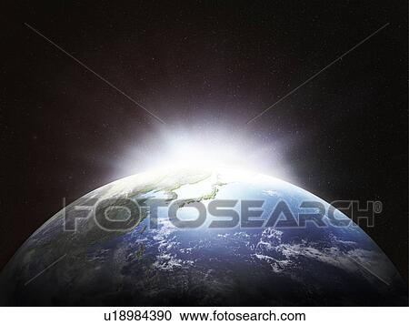 Sunlight behind the earth, computer graphic, black background View Large Photo Image Stock Image - Sunlight behind the earth, computer graphic, black background. Fotosearch
