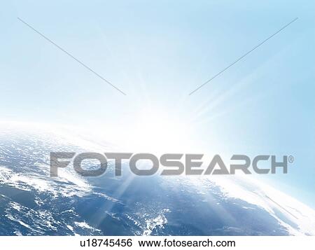 Sunlight behind the earth, computer graphic, blue background View Large Photo Image Stock Photograph - Sunlight behind the earth, computer graphic, blue background. Fotosearch
