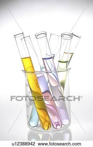 Test tubes filled with coloured liquids in a beaker View Large Photo Image Stock Image - Test tubes filled with coloured liquids in a beaker. Fotosearch
