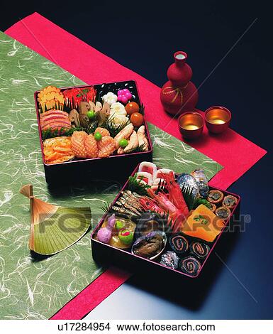 Picture - Traditional dishes served in Japan on New Year's Day. Fotosearch