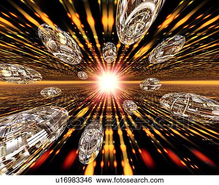 Transparent spheres flying towards the light View Large Photo Image Stock Photograph - Transparent spheres flying towards the light. Fotosearch