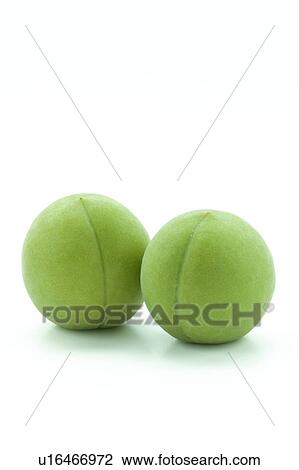 Stock Image - Two Unripe Plums. Fotosearch