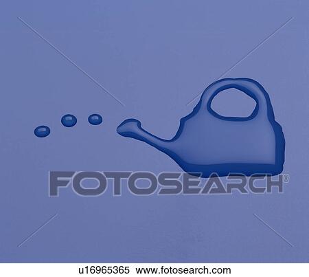Stock Photography - Watering can drawn with droplets of water. Fotosearch