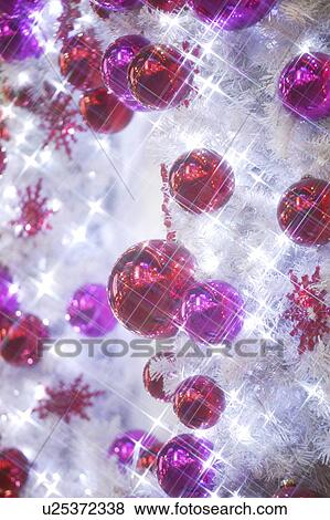 White Christmas tree with red and purple baubles View Large Photo Image Stock Photo - White Christmas tree with red and purple baubles. Fotosearch