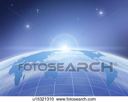Stock Image - World map in space. Fotosearch