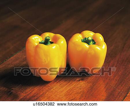 Stock Image - Yellow bell peppers. Fotosearch