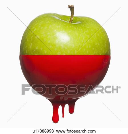 Stock Image - Apple dripping with color. Fotosearch