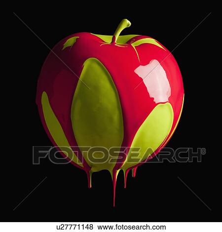 Stock Photo - Apple dripping with color. Fotosearch