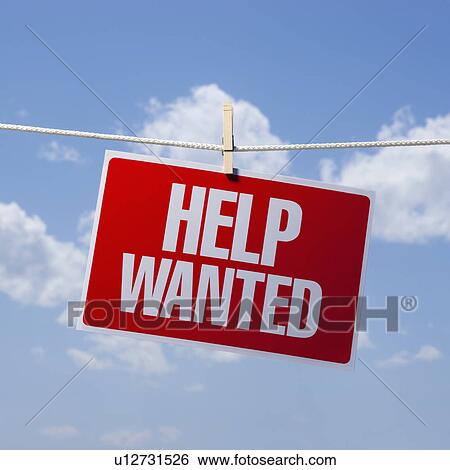 Help wanted on clothes line View Large Photo Image Stock Photograph - Help wanted on clothes line. Fotosearch