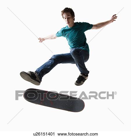 Stock Image - Male skateboarding. Fotosearch
