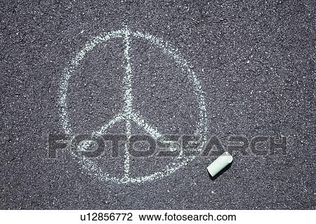 Stock Image - Peace sign on pavement. Fotosearch