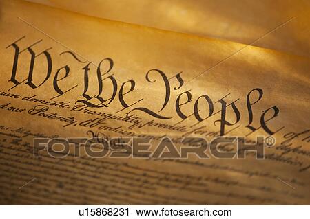 Stock Image - Preamble to American Constitution. Fotosearch