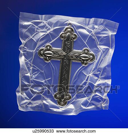 Stock Image - Shrink wrapped cross. Fotosearch