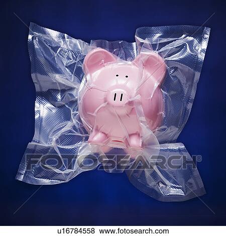 Shrink wrapped piggy bank View Large Photo Image Stock Photo - Shrink wrapped piggy bank. Fotosearch