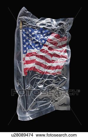 Picture - Shrink wrapped US flag. Fotosearch