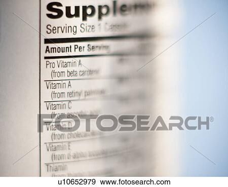 Stock Photo - Supplement label. Fotosearch