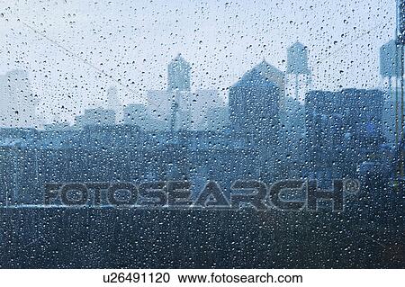 Stock Image - Water drops on window. Fotosearch