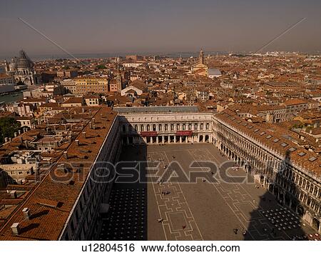 Stock Photograph - Aerial view of Piazza San Marko in Venice. Fotosearch