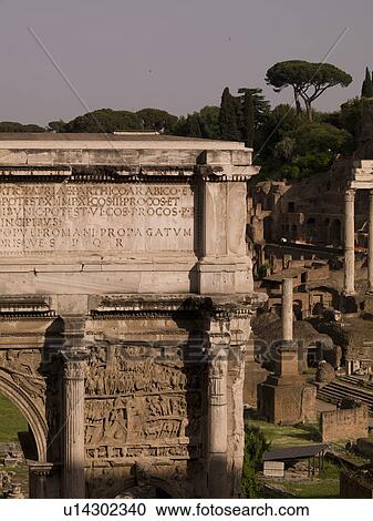 Stock Image - Arch of Septimius Severus at the Forum in Rome. Fotosearch