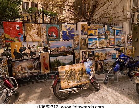 Stock Image - Artwork on the street in Athens Greece. Fotosearch