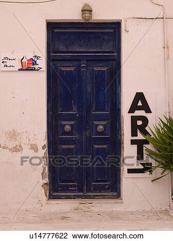 Blue door in Mykonos Greece View Large Photo Image Stock Image - Blue door in Mykonos Greece. Fotosearch