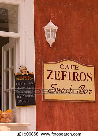 Café sign in Corfu View Large Photo Image Stock Photo - Café sign in Corfu. Fotosearch