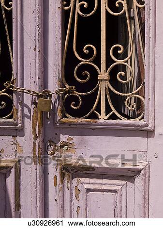 Stock Image - Chained off doorway in Rhodes Greece. Fotosearch