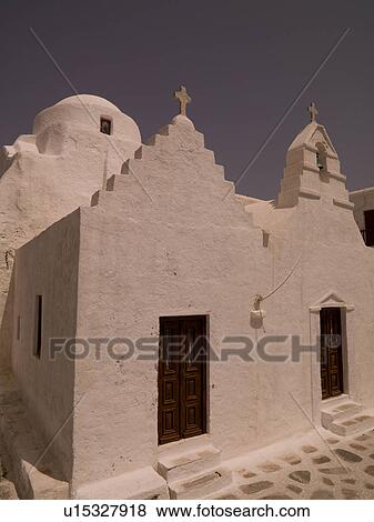 Stock Photo - Church in Mykonos Greece. Fotosearch