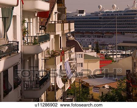 Cruise ship docked in Kusadasi Turkey View Large Photo Image Stock Image - Cruise ship docked in Kusadasi Turkey. Fotosearch